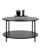 Runder Couchtisch mit schwarzem Fuß und Platte Vita schwarz - D.80x45 cm