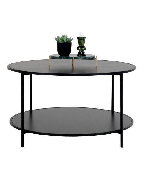 Runder Couchtisch mit schwarzem Fuß und Platte Vita schwarz - D.80x45 cm