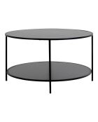 Runder Couchtisch mit schwarzem Fuß und Platte Vita schwarz - D.80x45 cm