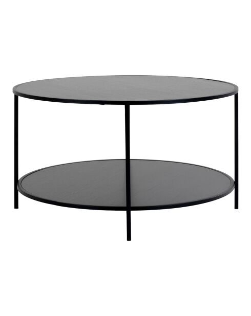 Runder Couchtisch mit schwarzem Fuß und Platte Vita schwarz - D.80x45 cm