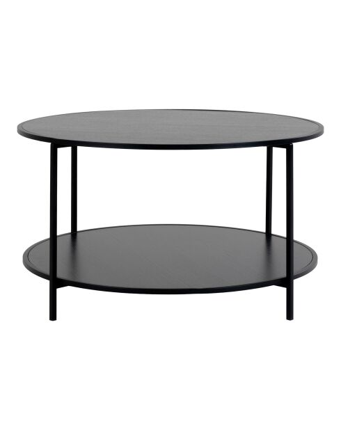 Runder Couchtisch mit schwarzem Fuß und Platte Vita schwarz - D.80x45 cm