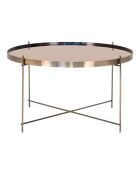 Couchtisch aus Stahl mit Glas in Venezia-Messingoptik - D.70x40 cm