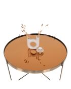 Couchtisch aus Stahl mit Glas in Venezia-Messingoptik - D.70x40 cm