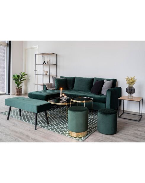 Mesita de acero con cristal con aspecto de latón Venezia - D.70x40 cm