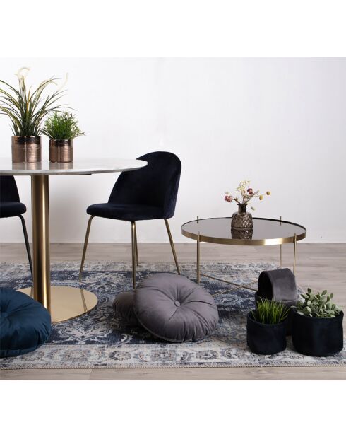 Mesita de acero con cristal con aspecto de latón Venezia - D.70x40 cm