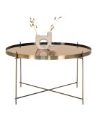 Couchtisch aus Stahl mit Glas in Venezia-Messingoptik - D.70x40 cm