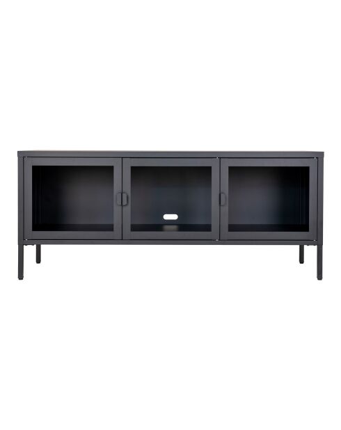 Banco TV con puertas de cristal Brisbane negro - 40x130x55 cm