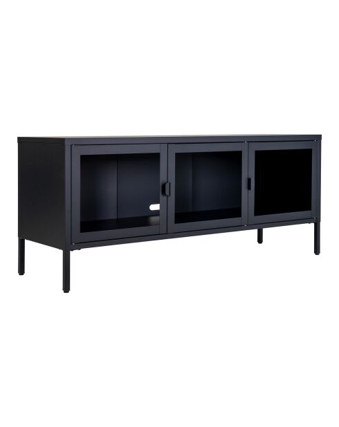 Banco TV con puertas de cristal Brisbane negro - 40x130x55 cm