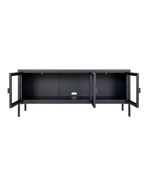Banco TV con puertas de cristal Brisbane negro - 40x130x55 cm