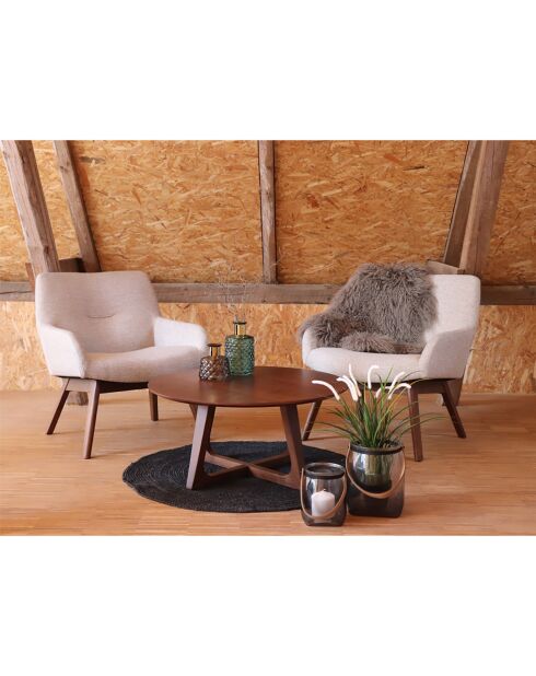 Silla de salón con patas de nogal London sand - 65x63x73 cm