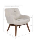 Silla de salón con patas de nogal London sand - 65x63x73 cm