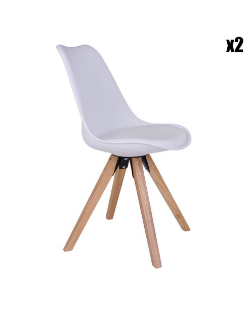 2 sillas Bergen de madera con patas blancas - 55x48x86 cm