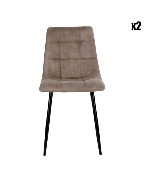 2 sillas Middelfart de microfibra marrón - 55x44x86 cm