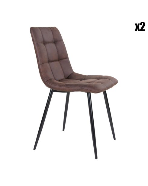 2 Middelfart bruine microvezelstoelen - 55x44x86 cm