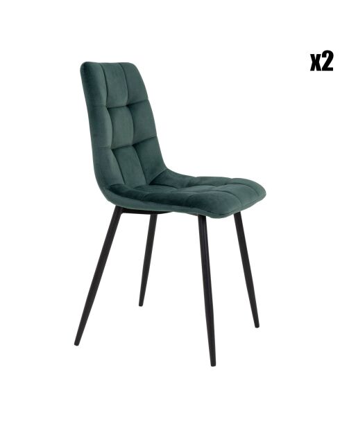 2 dunkelgrüne Samtstühle von Middelfart - 55x44x86 cm