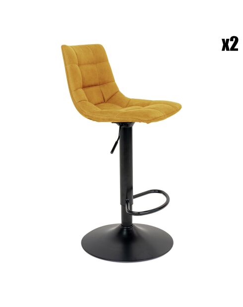 2 mosterdgele barstoelen Middelfart - 43x43x88-108 cm