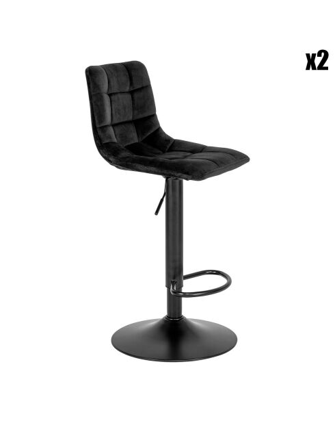 2 schwarze Middelfart-Barstühle aus Samt - 43x43x88-108 cm