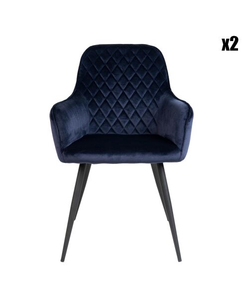 2 Stühle Harbo aus blauem Samt - 65x57x87 cm