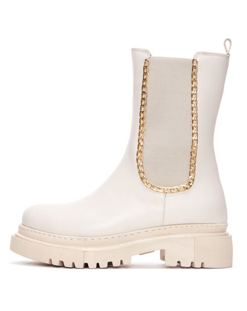 Chelsea Boots Matiz ecru - hak van 4 cm