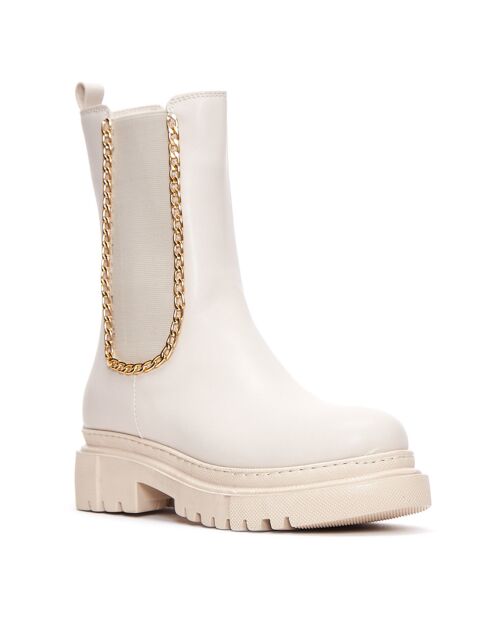 Chelsea Boots Matiz ecru - hak van 4 cm