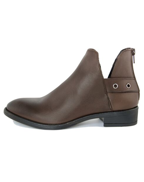 Bottines en Cuir Sabuso marron - Talon 4 cm