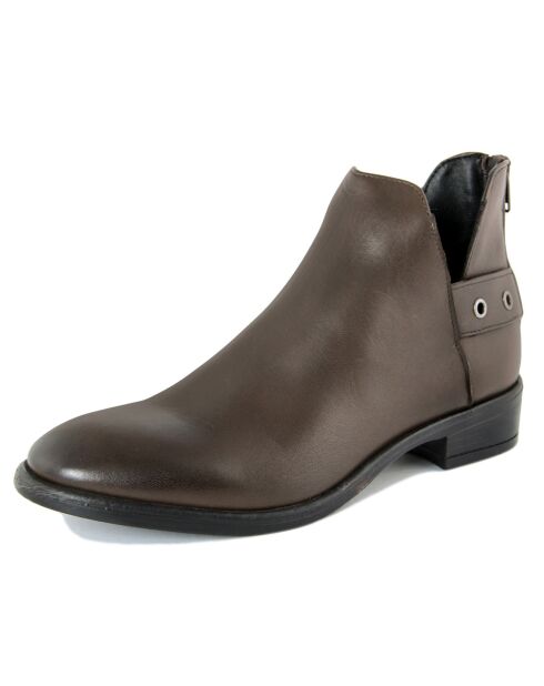 Bottines en Cuir Sabuso marron - Talon 4 cm