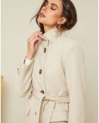 Manteau long Théa à ceinture beige