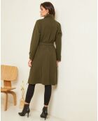 Manteau long Théa à ceinture kaki