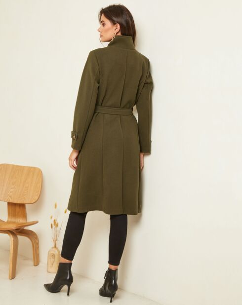 Manteau long Théa à ceinture kaki