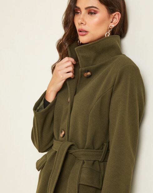 Manteau long Théa à ceinture kaki