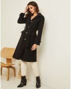 Manteau long Théa à ceinture noir