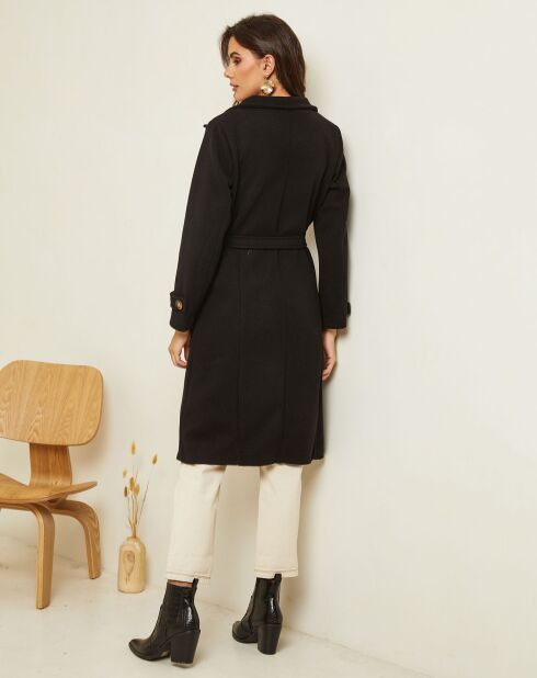 Manteau long Théa à ceinture noir