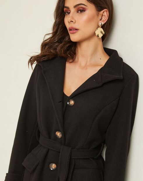 Manteau long Théa à ceinture noir