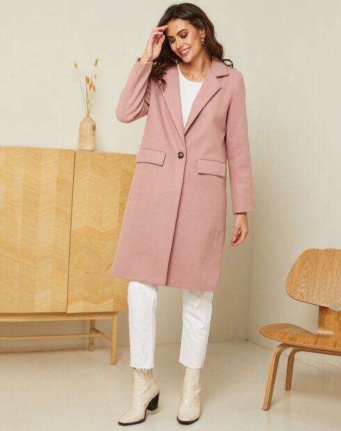 Manteau mi-long Alya rose