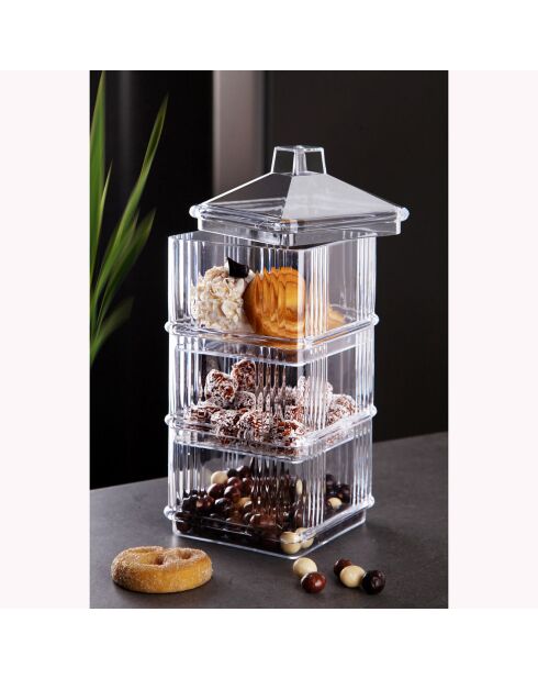 Ensemble de présentation alimentaire transparent - 10x10x28.5 cm