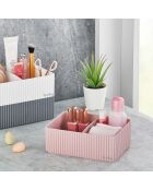 3 Organisateurs de maquillage rose/gris/blanc - 5.5x12x16 cm