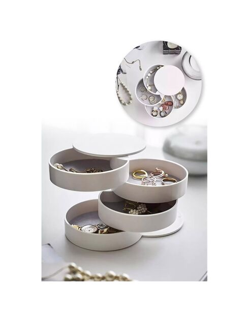 Organisateur de maquillage & bijoux blanc - 10x10x10 cm