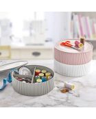 2 Organiseurs de bureau gris/blanc - 18.5x18.5x6 cm