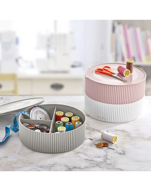 2 Organiseurs de bureau gris/blanc - 18.5x18.5x6 cm