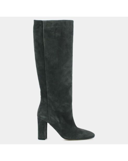 Bottes en Velours de Cuir Calime anthracite - Talon 8 cm