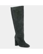 Bottes en Velours de Cuir Calime anthracite - Talon 8 cm