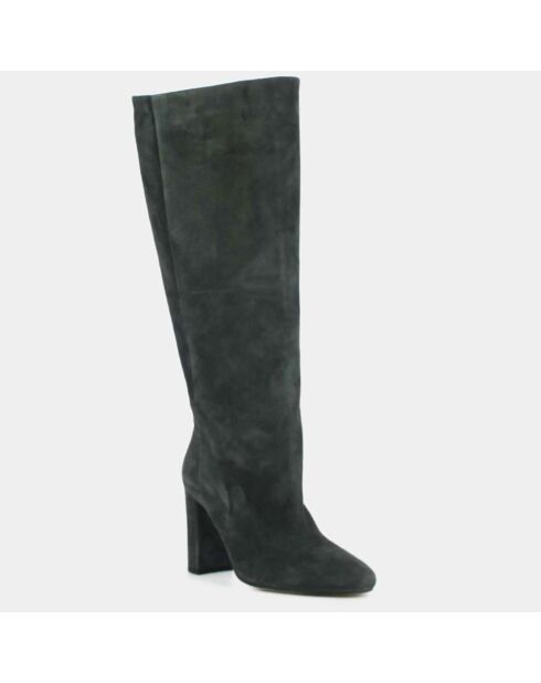 Bottes en Velours de Cuir Calime anthracite - Talon 8 cm