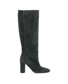 Bottes en Velours de Cuir Calime anthracite - Talon 8 cm