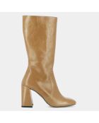 Bottes en Cuir Vacca cannelle - Talon 8 cm