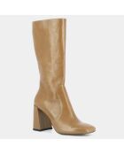 Bottes en Cuir Vacca cannelle - Talon 8 cm