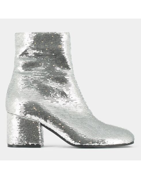 Bottines en Sequins Darlene Bis argentées - Talon 6.5 cm
