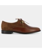 Derbies en Cuir et Velours de Cuir Divyo cognac