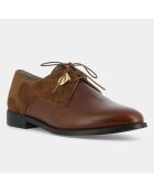 Derbies en Cuir et Velours de Cuir Divyo cognac