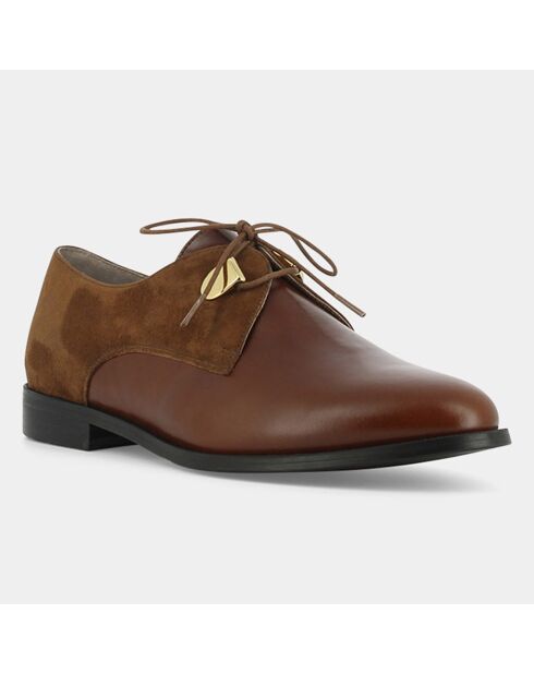 Derbies en Cuir et Velours de Cuir Divyo cognac