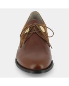 Derbies en Cuir et Velours de Cuir Divyo cognac